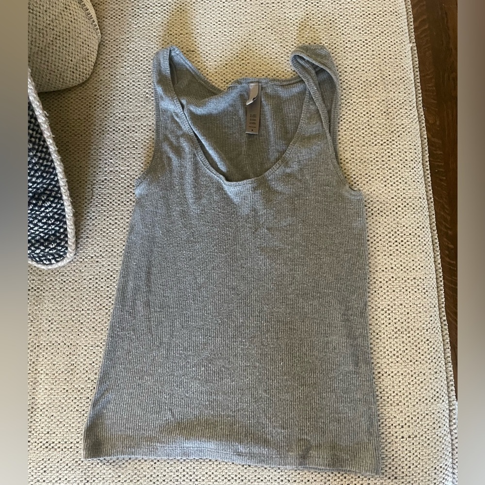 Skims Cotton Ribbed Long Tank Grey